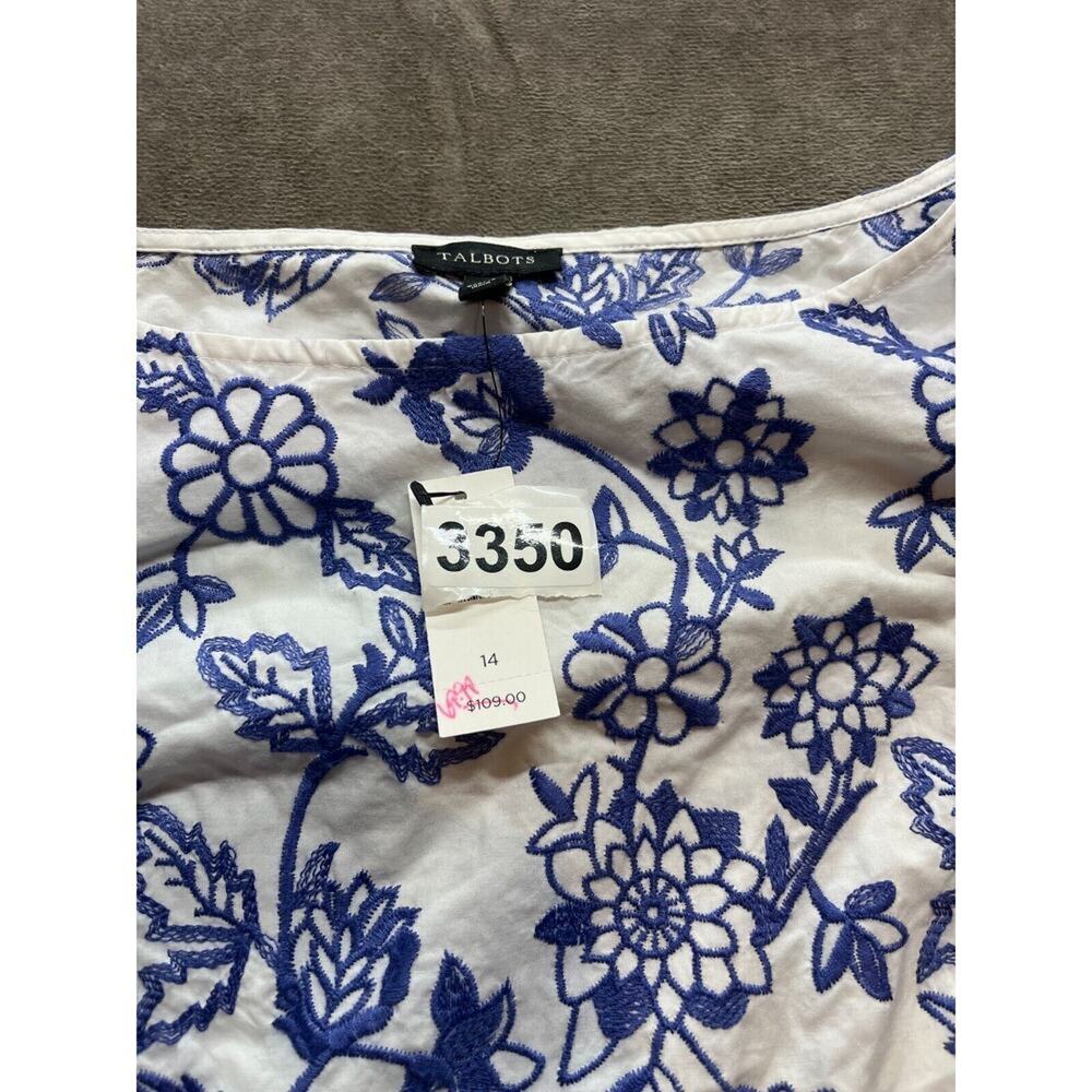 Talbots Peplum Cap Sleeve Blouse in Blue and White - Picture 7 of 7